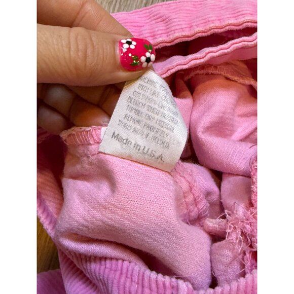 Vintage 90s Osh Kosh B Gosh Pink Corduroy Vestbak Overalls Ruffle Trim Buttons 1 - Picture 9 of 9